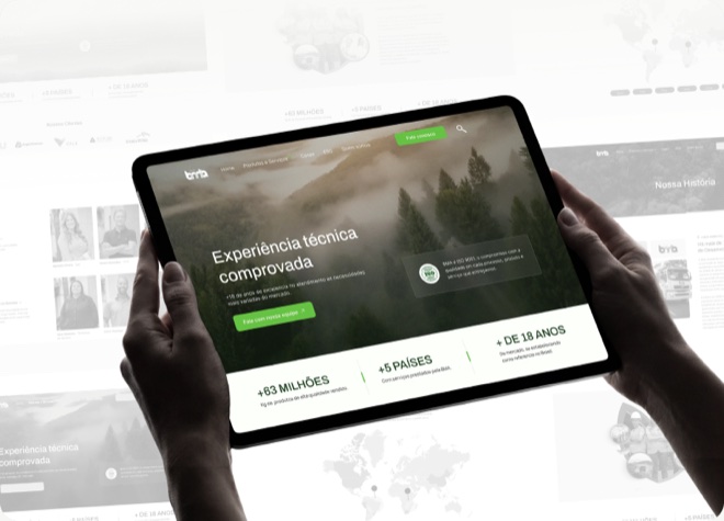 Site da BMA exibido em um tablet